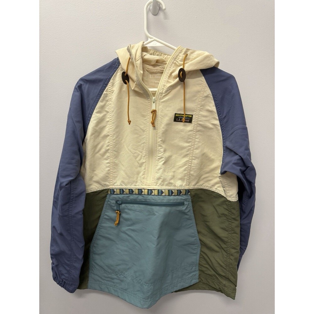 L.L.Bean Women's Mountain Classic Anorak Natural/Mineral Blue Color